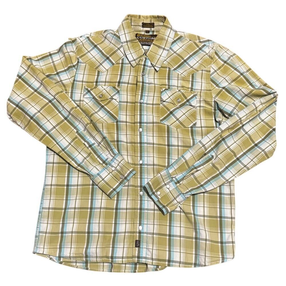Vintage Y2K Hollister Custom Casuals Western Plaid Snap Shirt (L)